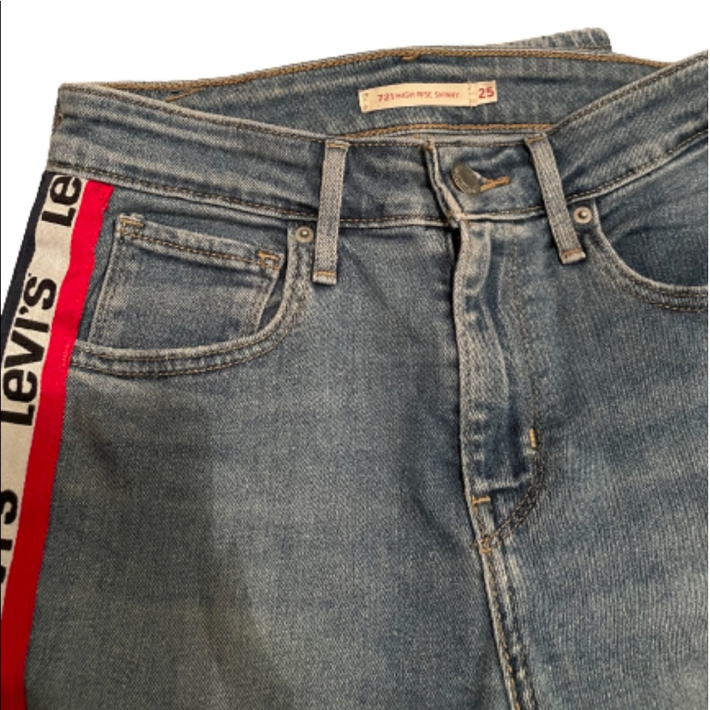 Levi's Limited 721 Side-Tape Logo High-Rise Skinny Jeans - Picture 5 of 7